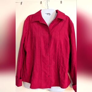 Women's Dark Pink Button-Up Top By Talbot's
